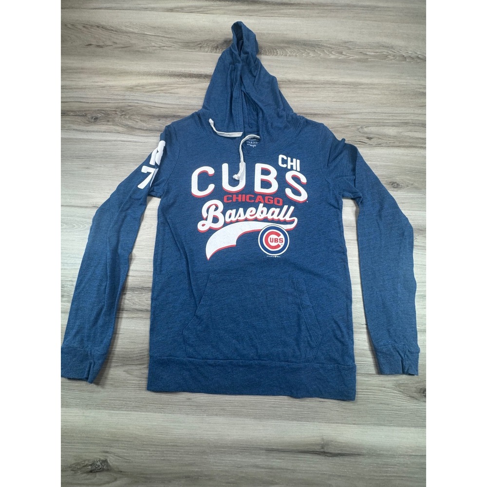 Chicago Cubs Baseball‎ Graphic Hoodie Sweatshirt Blue Long Sleeve Women's M